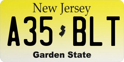 NJ license plate A35BLT