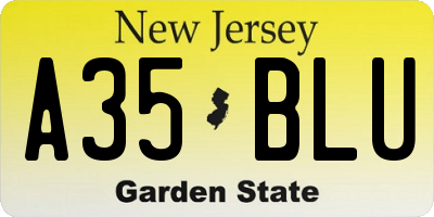 NJ license plate A35BLU