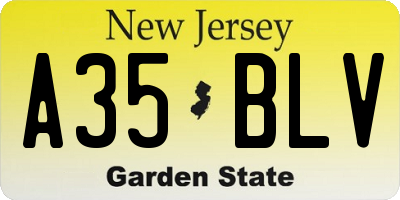 NJ license plate A35BLV