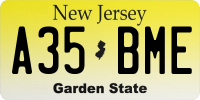 NJ license plate A35BME