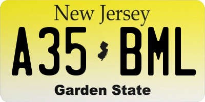 NJ license plate A35BML