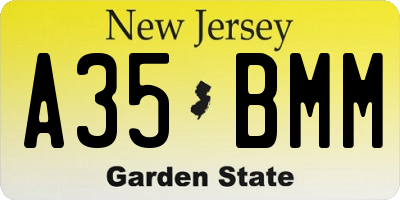 NJ license plate A35BMM