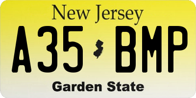 NJ license plate A35BMP
