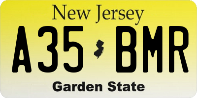 NJ license plate A35BMR