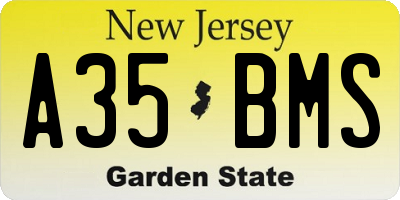 NJ license plate A35BMS