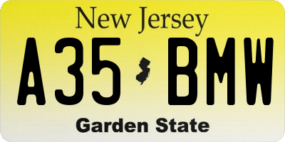 NJ license plate A35BMW