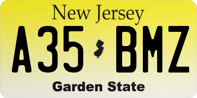 NJ license plate A35BMZ