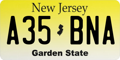 NJ license plate A35BNA