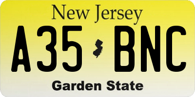 NJ license plate A35BNC