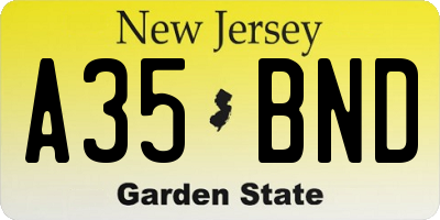 NJ license plate A35BND