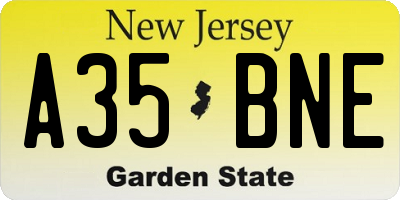 NJ license plate A35BNE