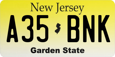 NJ license plate A35BNK