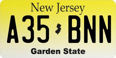 NJ license plate A35BNN
