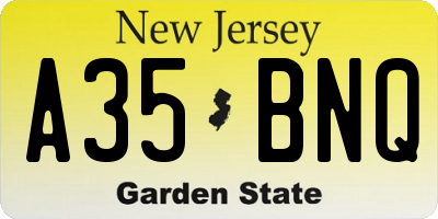 NJ license plate A35BNQ
