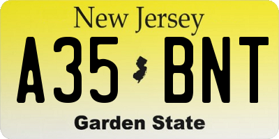 NJ license plate A35BNT