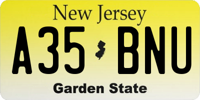 NJ license plate A35BNU