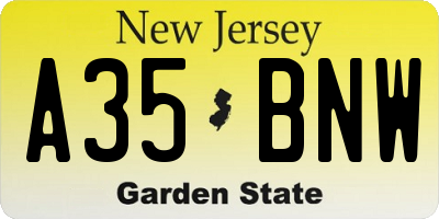 NJ license plate A35BNW