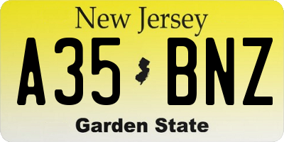 NJ license plate A35BNZ