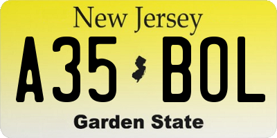 NJ license plate A35BOL