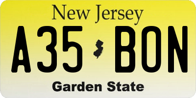 NJ license plate A35BON