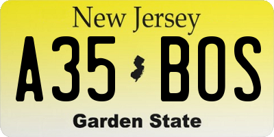 NJ license plate A35BOS