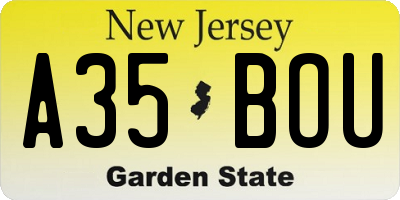 NJ license plate A35BOU