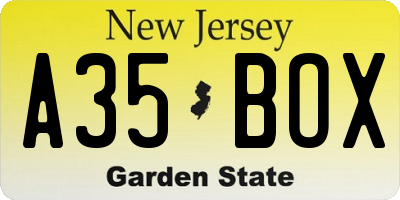 NJ license plate A35BOX