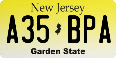 NJ license plate A35BPA