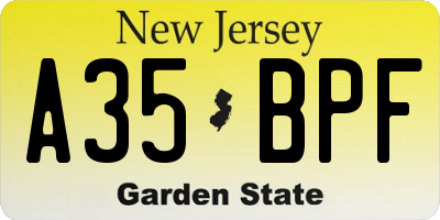 NJ license plate A35BPF