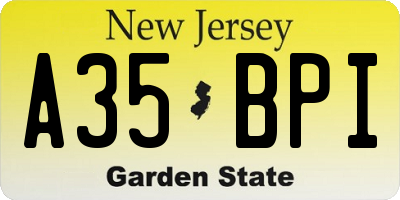 NJ license plate A35BPI