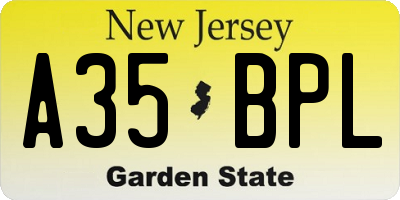 NJ license plate A35BPL
