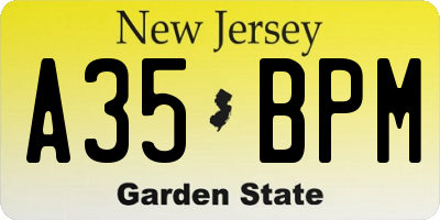 NJ license plate A35BPM