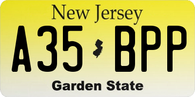 NJ license plate A35BPP