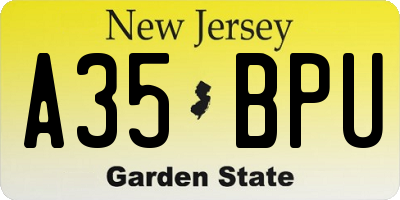 NJ license plate A35BPU