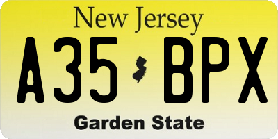 NJ license plate A35BPX