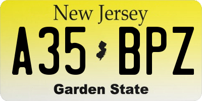 NJ license plate A35BPZ