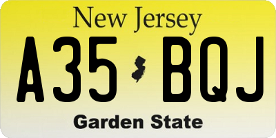 NJ license plate A35BQJ