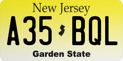 NJ license plate A35BQL