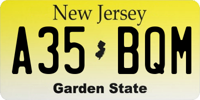 NJ license plate A35BQM