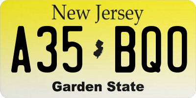 NJ license plate A35BQO
