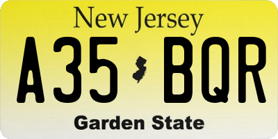 NJ license plate A35BQR