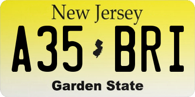NJ license plate A35BRI