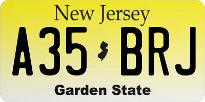 NJ license plate A35BRJ