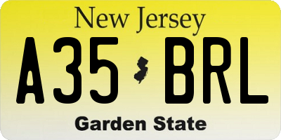 NJ license plate A35BRL