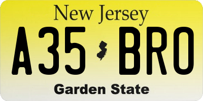 NJ license plate A35BRO