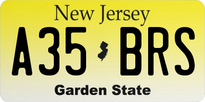 NJ license plate A35BRS