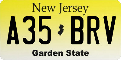 NJ license plate A35BRV