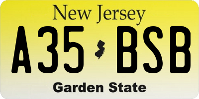 NJ license plate A35BSB