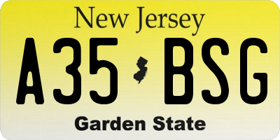 NJ license plate A35BSG