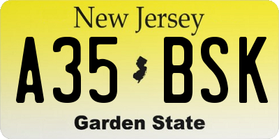 NJ license plate A35BSK